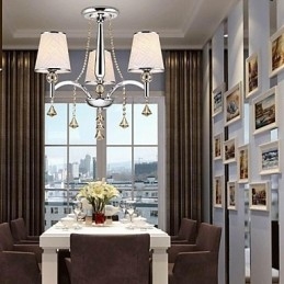 Modern Contemporary Crystal Chrome Metal Chandelier