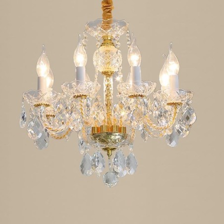 European Clear Crystal Chandelier Glass Lamp Body 8 Lights Gold Body Ceiling Lamp European Clear Crystal Chandelier Glass Lamp Body 8 Lights Gold Body Ceiling Lamp
