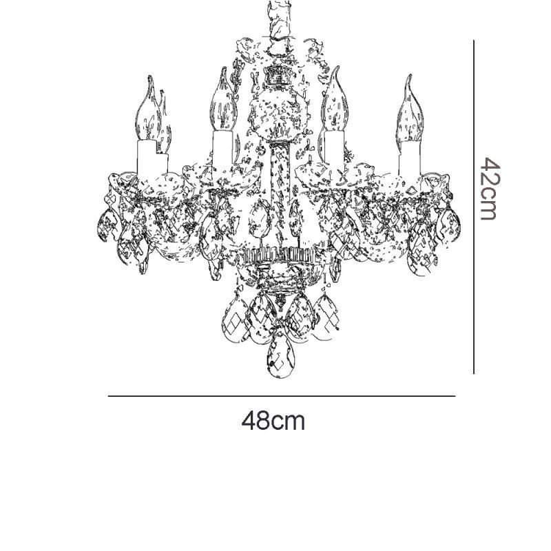 European Clear Crystal Chandelier Glass Lamp Body 8 Lights Gold Body Ceiling Lamp