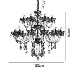 Luxurious Crystal Chandelier European Cognac Color Ceiling Lamp Glass Body Double Layer 12+6 Lights