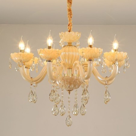 Eye Catching Crystal Chandelier European Cognac Color Ceiling Lamp Glass Body 8 Lights Eye Catching Crystal Chandelier European Cognac Color Ceiling Lamp Glass Body 8 Lights