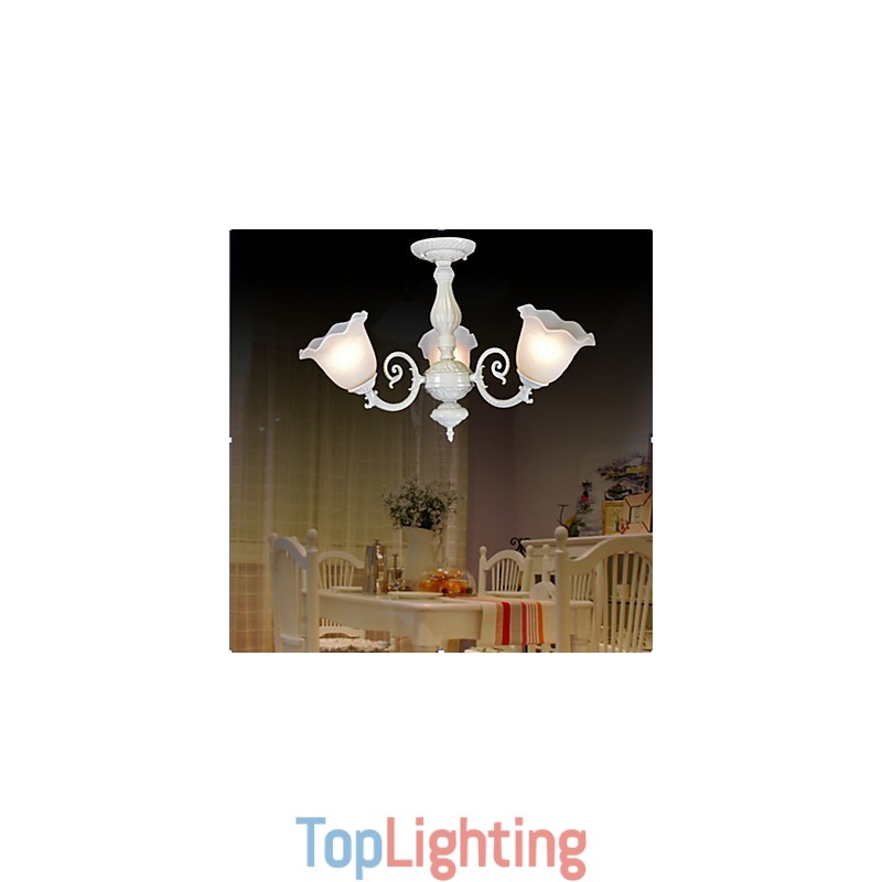 Flush Mount Three Lights White European Retro Classic