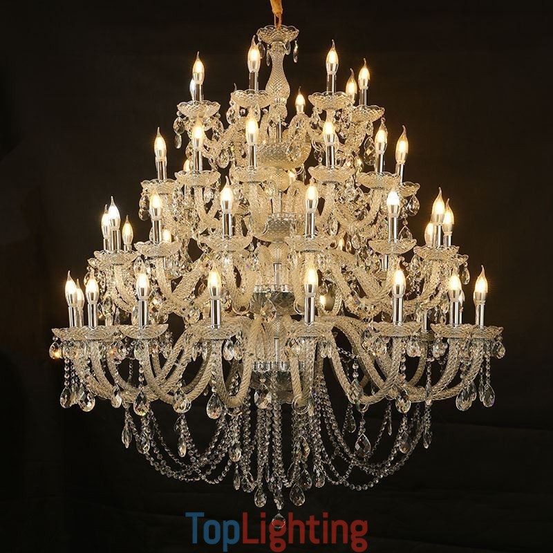 European Crystal Chandelier Ceiling Light With 53 Lights
