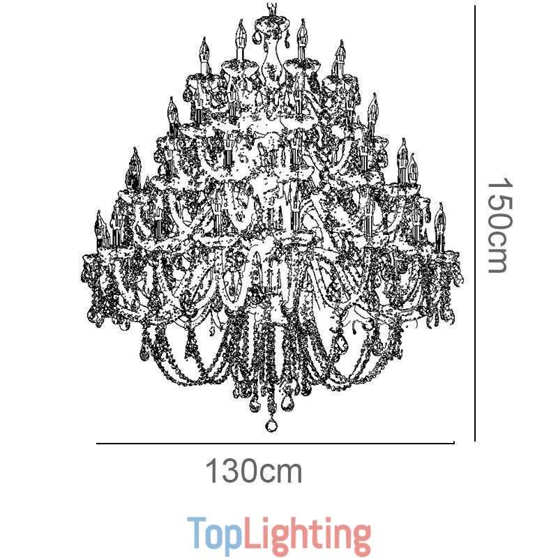 European Crystal Chandelier Ceiling Light With 53 Lights