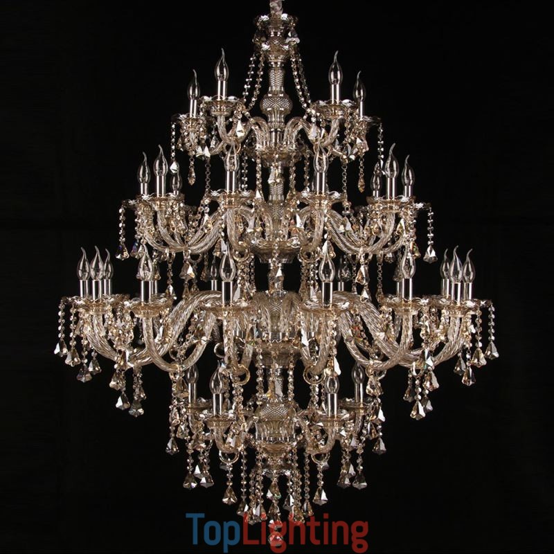 Cognac Crystal Chandelier Ceiling Light With 35 Lights