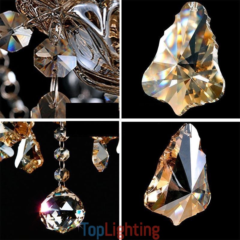 Cognac Crystal Chandelier Ceiling Light With 35 Lights
