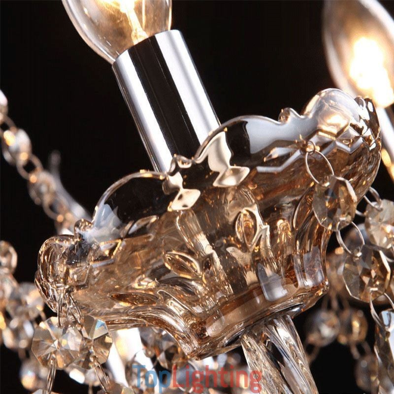 Cognac Crystal Chandelier Ceiling Light With 35 Lights