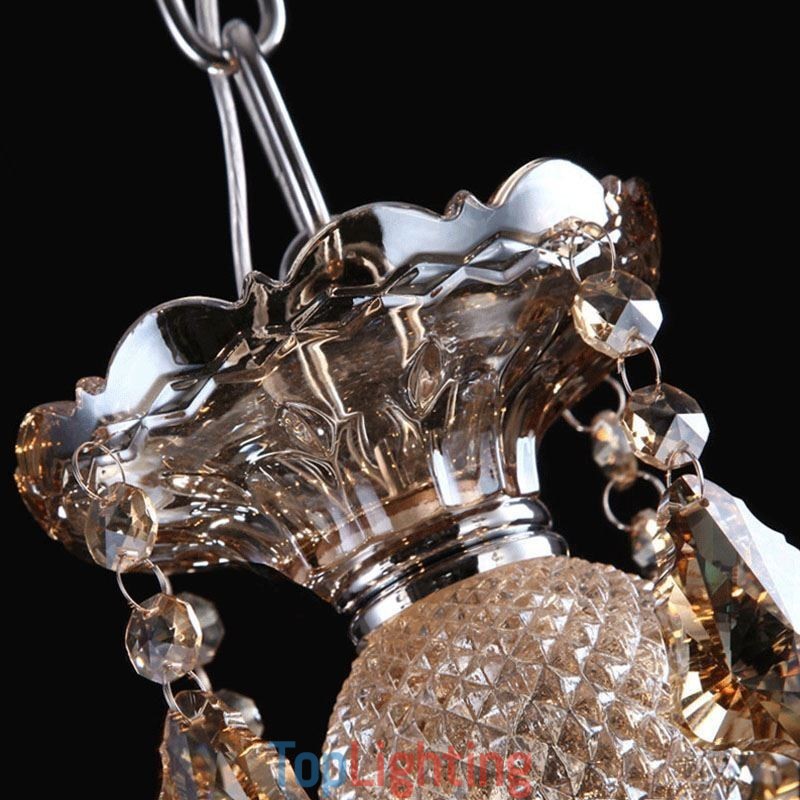 Cognac Crystal Chandelier Ceiling Light With 35 Lights