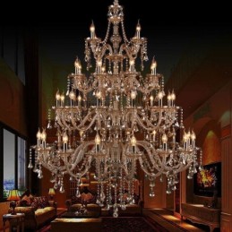 European Crystal Chandelier Cognac Color Ceiling Light With 40 Lights