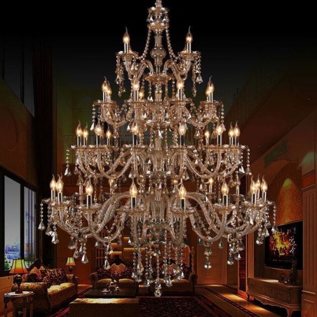 European Crystal Chandelier Cognac Color Ceiling Light With 40 Lights European Crystal Chandelier Cognac Color Ceiling Light With 40 Lights