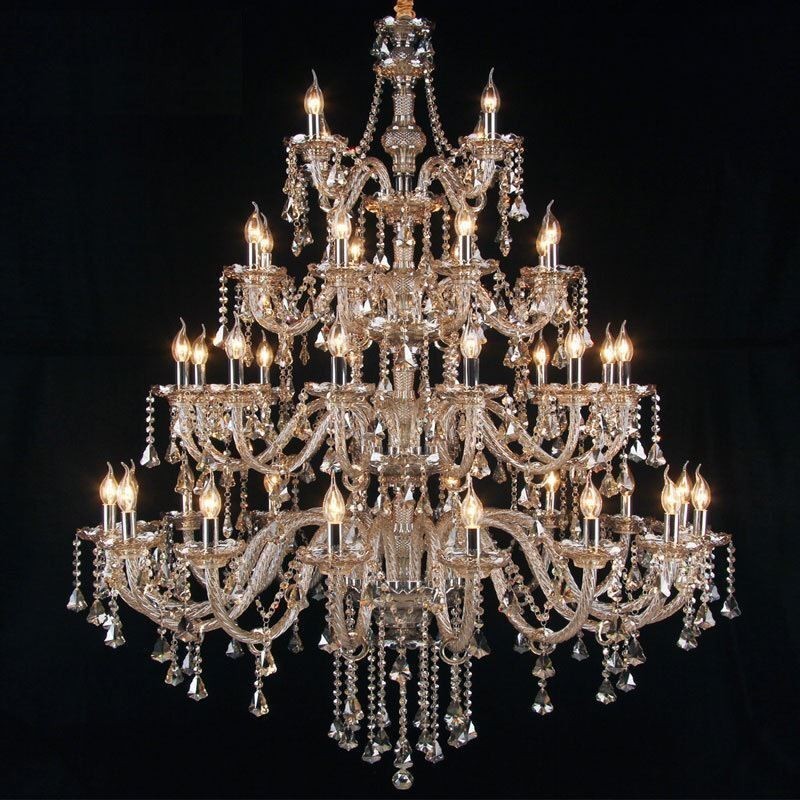 European Crystal Chandelier Cognac Color Ceiling Light With 40 Lights
