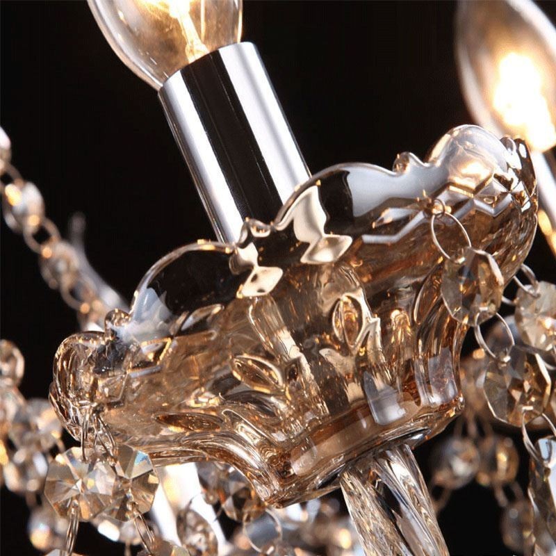 European Crystal Chandelier Cognac Color Ceiling Light With 40 Lights