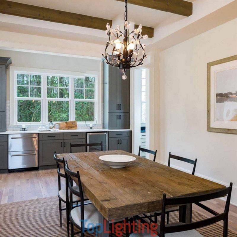 Black Retro Chandelier Crystal Ceiling Light