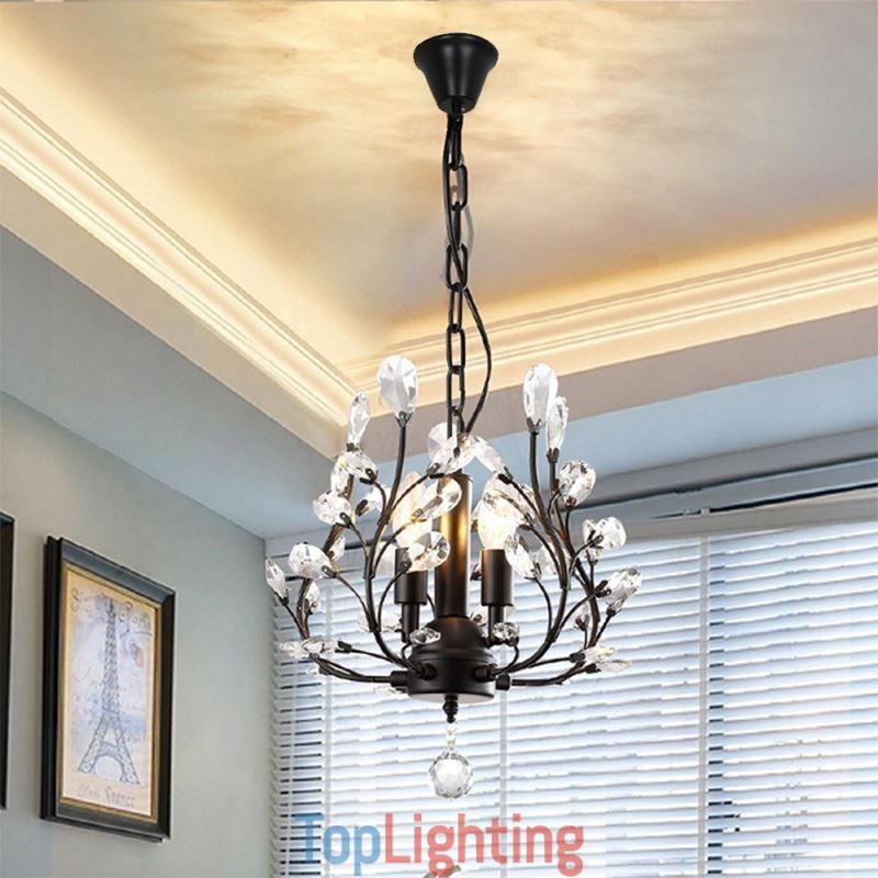 Black Retro Chandelier Crystal Ceiling Light