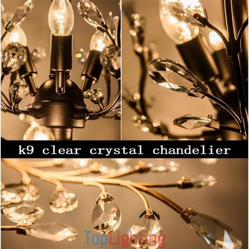 Black Retro Chandelier Crystal Ceiling Light