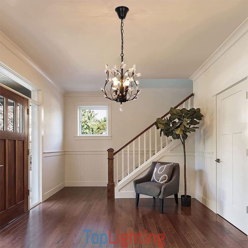 Black Retro Chandelier Crystal Ceiling Light