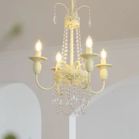 Nordic Crystal Chandelier Paint Craft Cream Ceiling Light Nordic Crystal Chandelier Paint Craft Cream Ceiling Light
