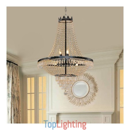 Classic Crystal Chandelier Black Empire Style Pendant Light 9 Lights Classic Crystal Chandelier Black Empire Style Pendant Light 9 Lights