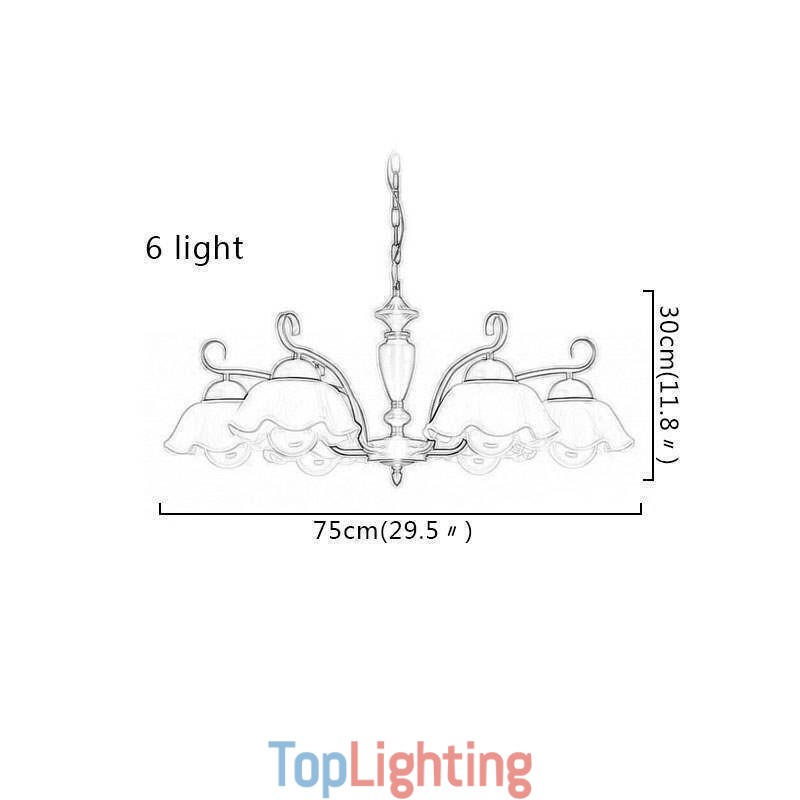 Nordic Iron Pendant Light Flower Shape Glass Lamp Shade Chandelier