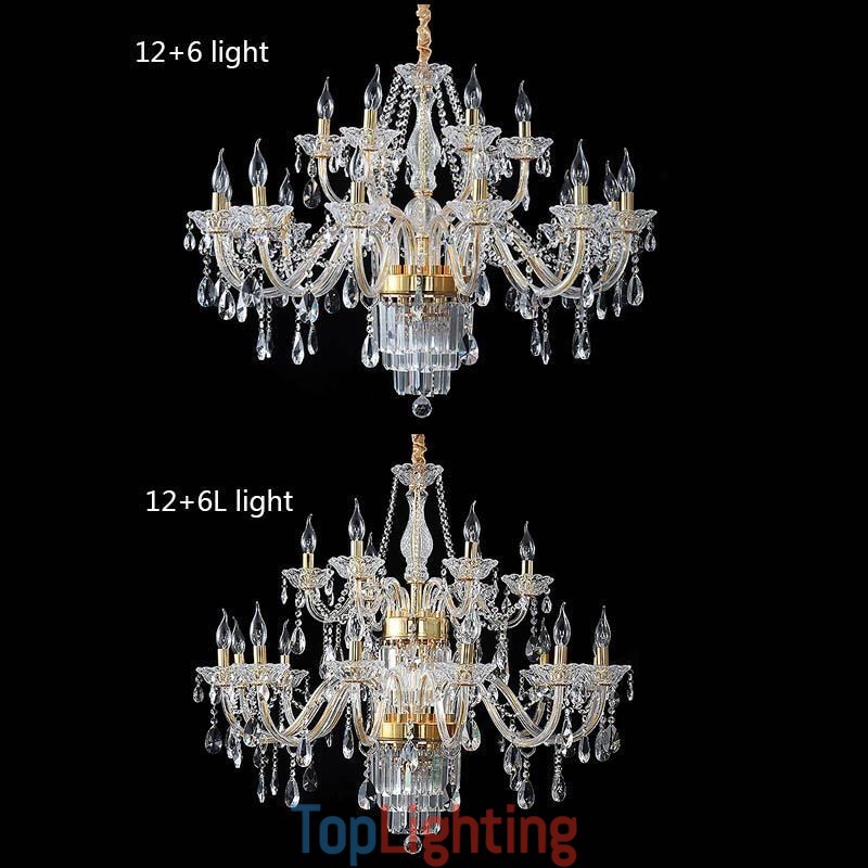 Large Crystal Chandelier European Classic Pendant Light
