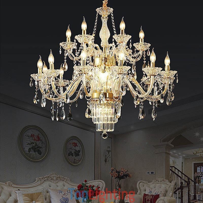 Large Crystal Chandelier European Classic Pendant Light