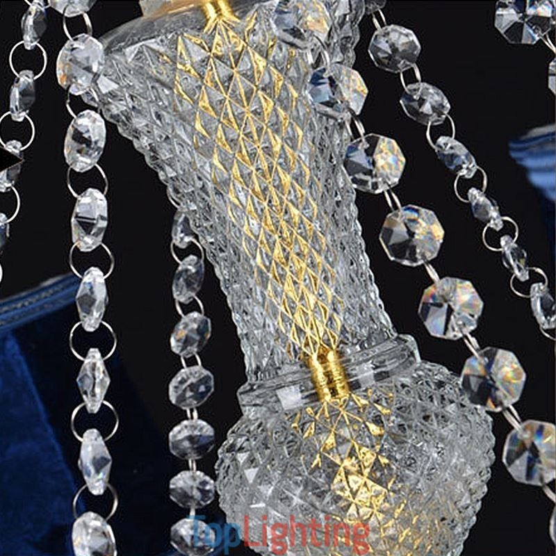 European Crystal Chandelier Luxury Pendant Light Blue Pendant