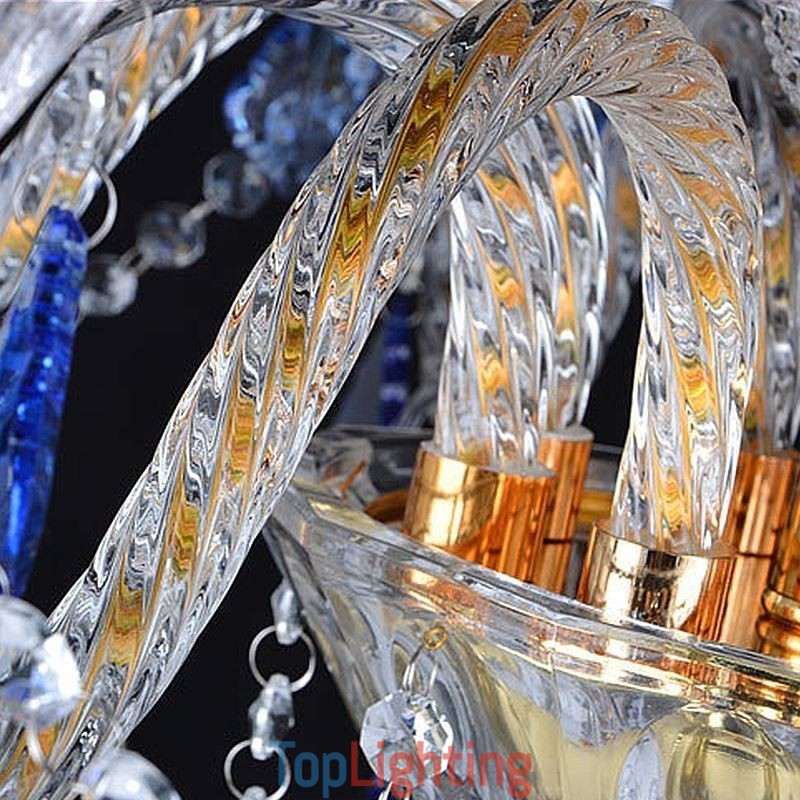 European Crystal Chandelier Luxury Pendant Light Blue Pendant