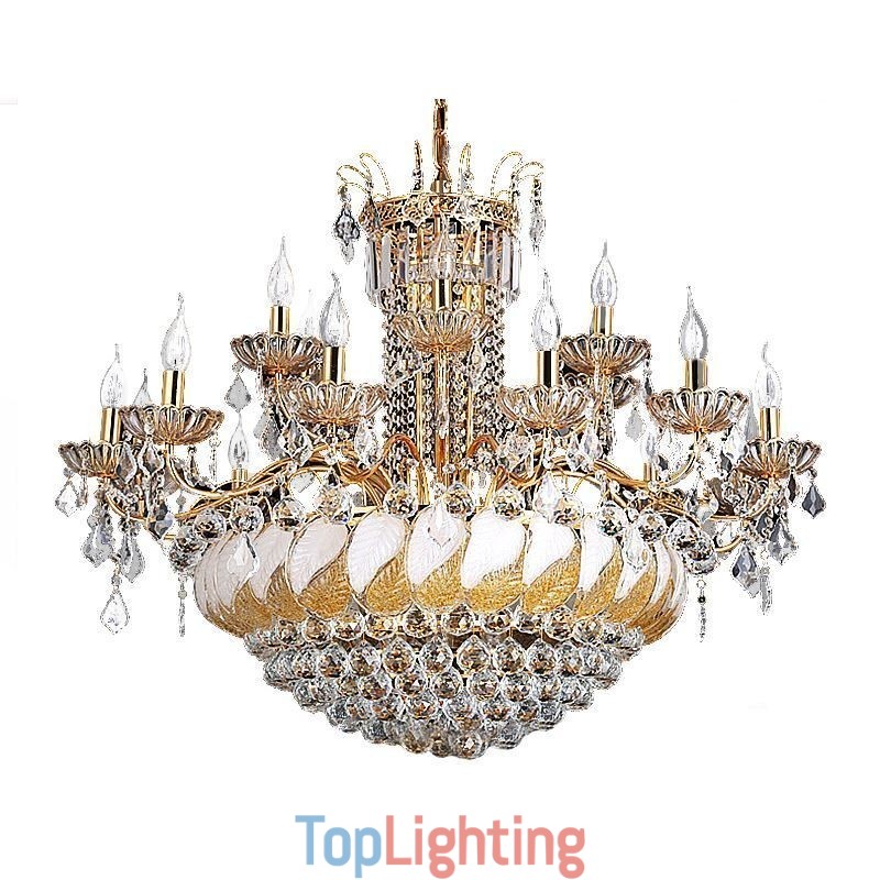 Large Luxury Crystal Chandelier European Gold Ceiling Light