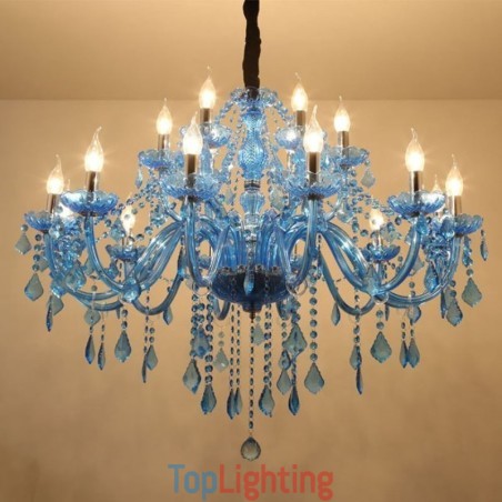 Large Crystal Chandelier European Pendant Light Blue Colour Esthetic Large Crystal Chandelier European Pendant Light Blue Colour Esthetic