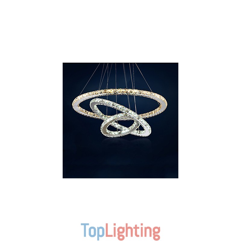 Pendant Lamps Amber and Clear K9 Crystal Chandelier Lights Lighting with 3 Ring