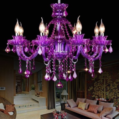 Elegant Purple Crystal Ceiling Light European Chandelier Elegant Purple Crystal Ceiling Light European Chandelier
