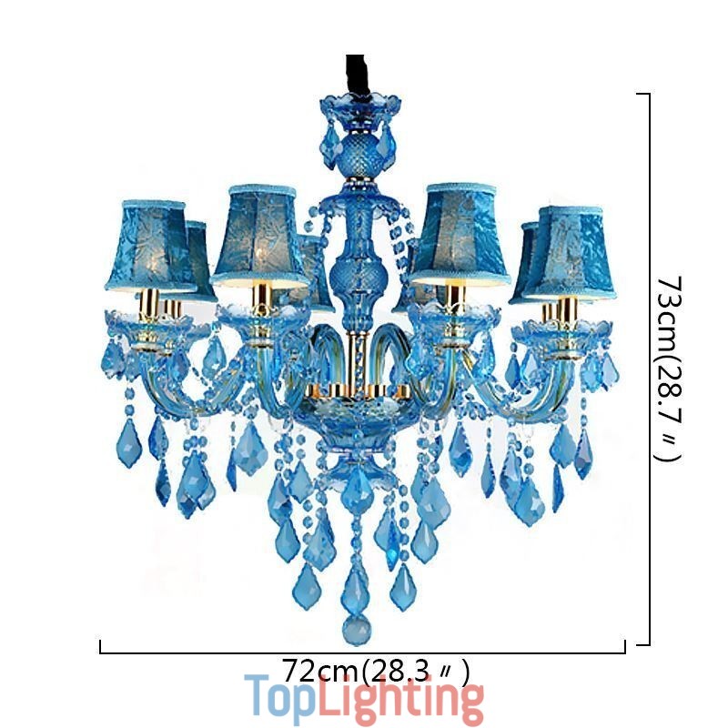 Large Blue Crystal Chandelier European Pendant Light