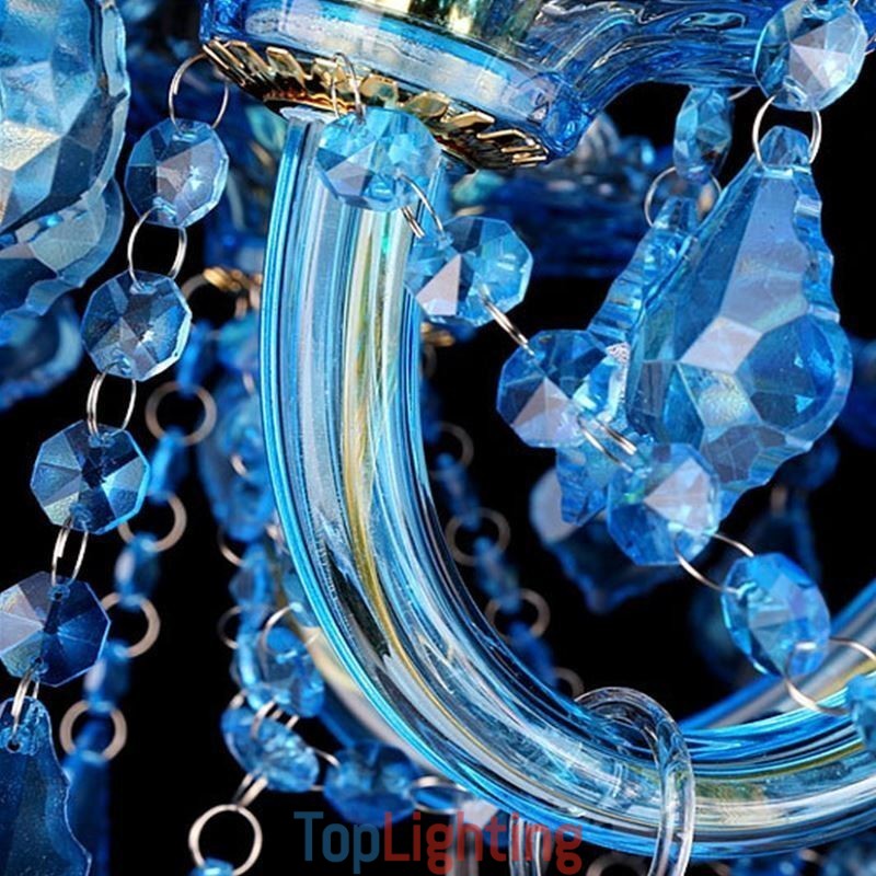 Large Blue Crystal Chandelier European Pendant Light