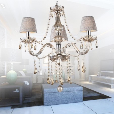 Classic European Crystal Chandelier Cognac Pendant Light Classic European Crystal Chandelier Cognac Pendant Light