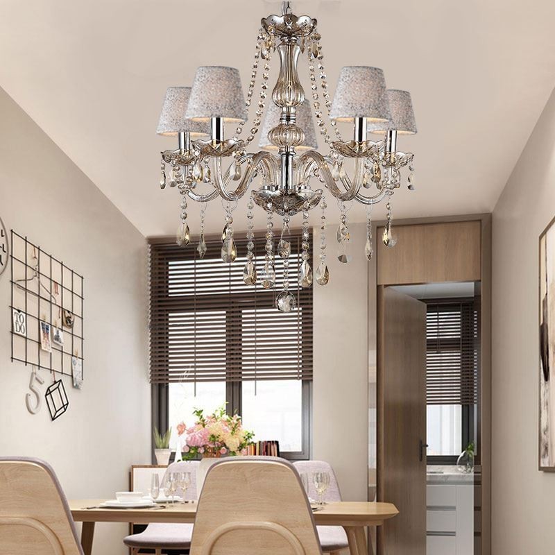 Classic European Crystal Chandelier Cognac Pendant Light