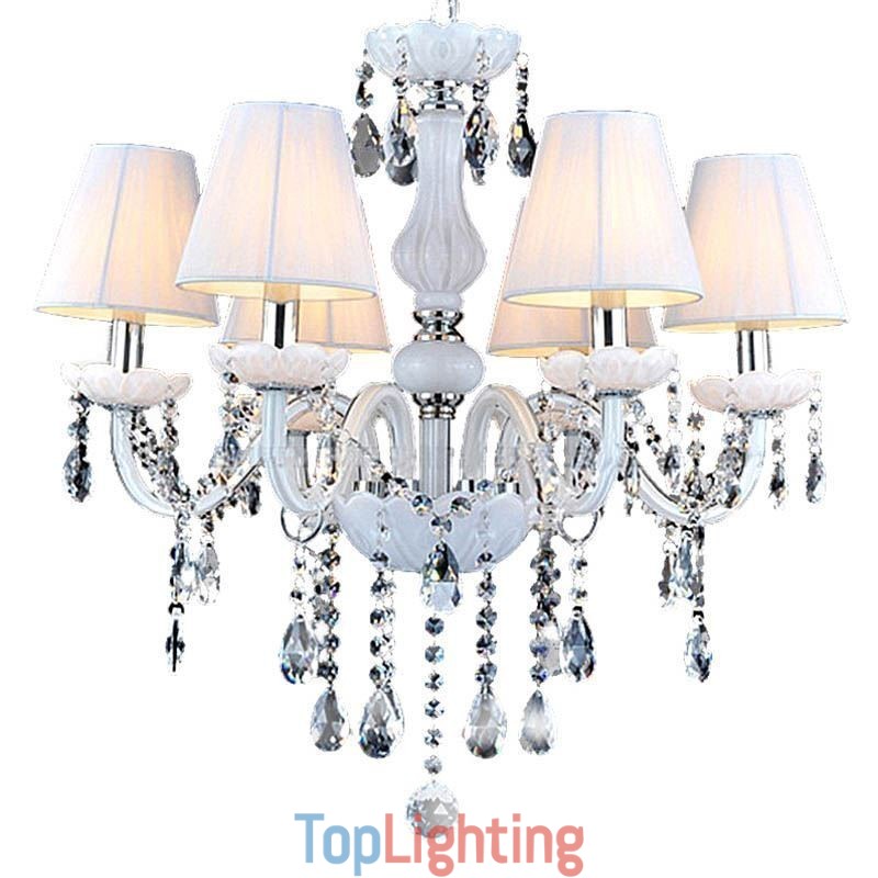 European Crystal Chandelier Unique White Jade Pendant Light