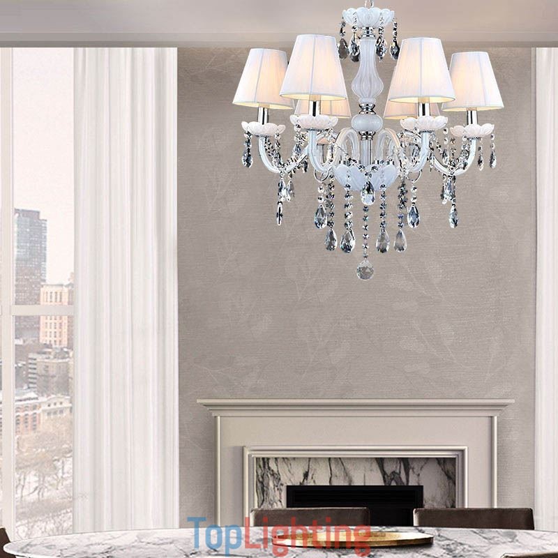 European Crystal Chandelier Unique White Jade Pendant Light