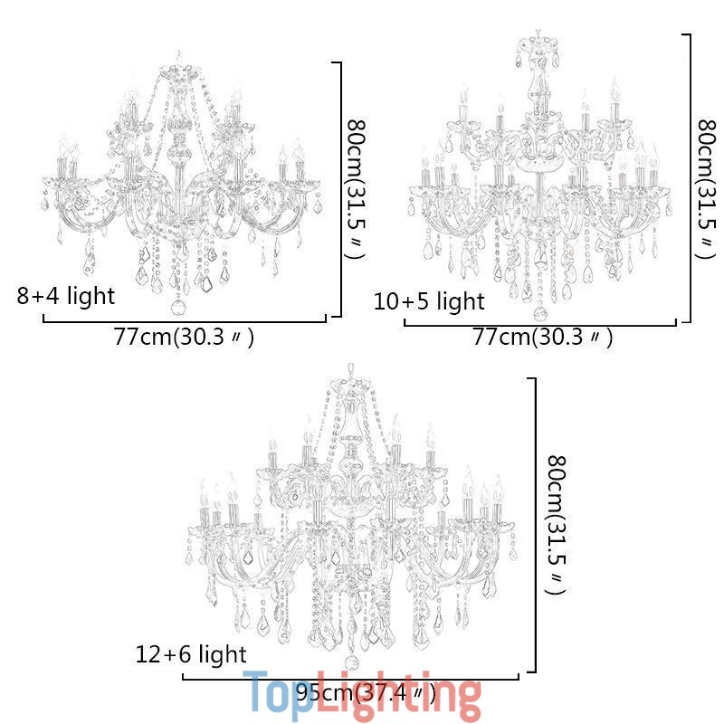 Large European Crystal Chandelier Elegant Pendant Light