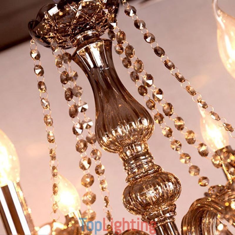 Large European Crystal Chandelier Elegant Pendant Light