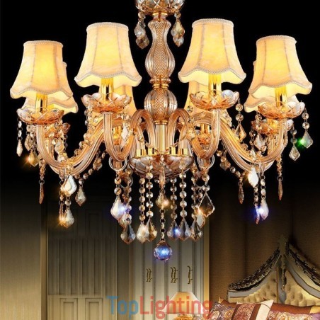 European Crystal Chandelier Elegant Amber Pendant Light European Crystal Chandelier Elegant Amber Pendant Light