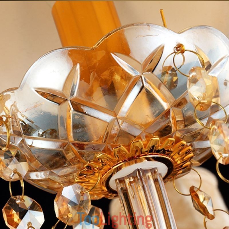 European Crystal Chandelier Elegant Amber Pendant Light