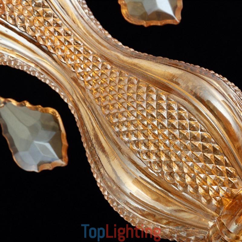 European Crystal Chandelier Elegant Amber Pendant Light