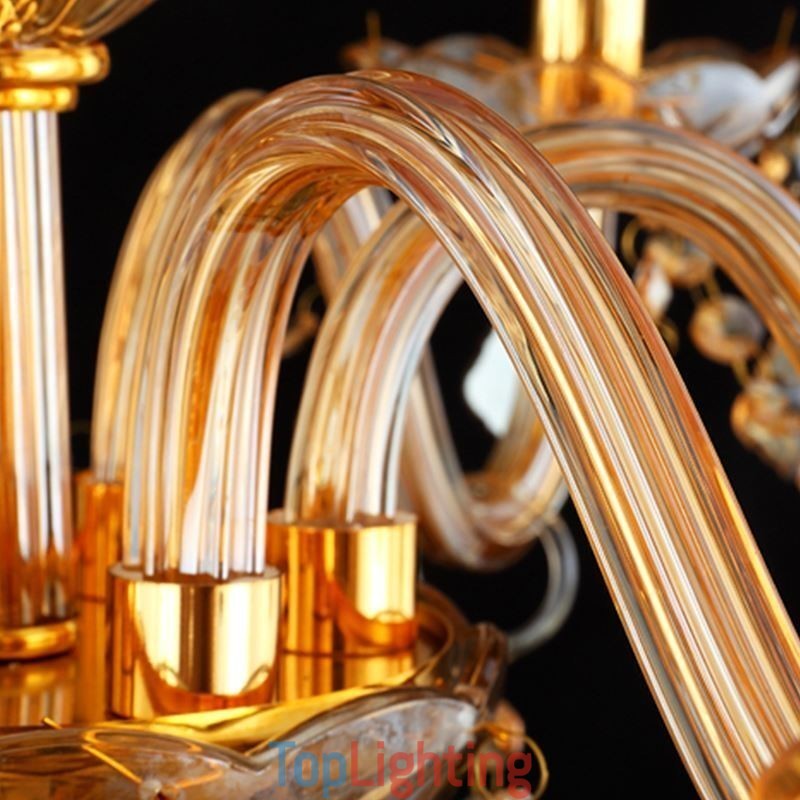 European Crystal Chandelier Elegant Amber Pendant Light