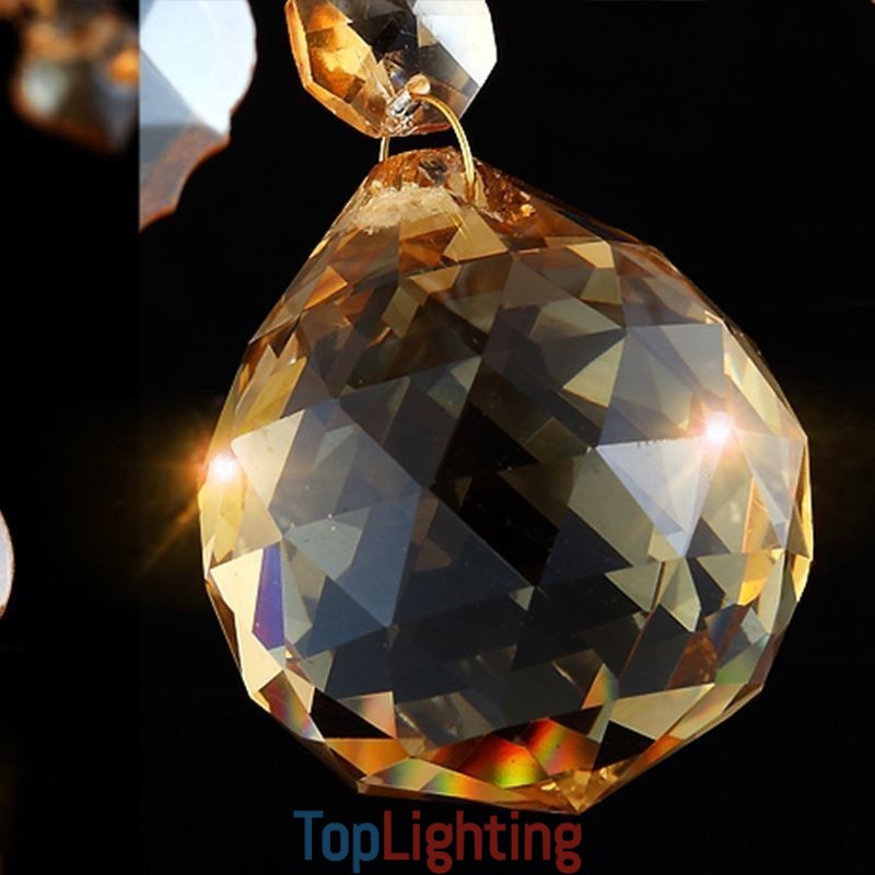 European Crystal Chandelier Elegant Amber Pendant Light