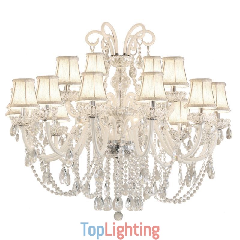 Large European Crystal Chandelier White Pendant Light