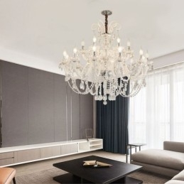 Large European Crystal Chandelier White Pendant Light