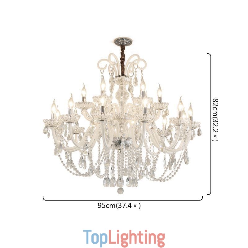 Large European Crystal Chandelier White Pendant Light