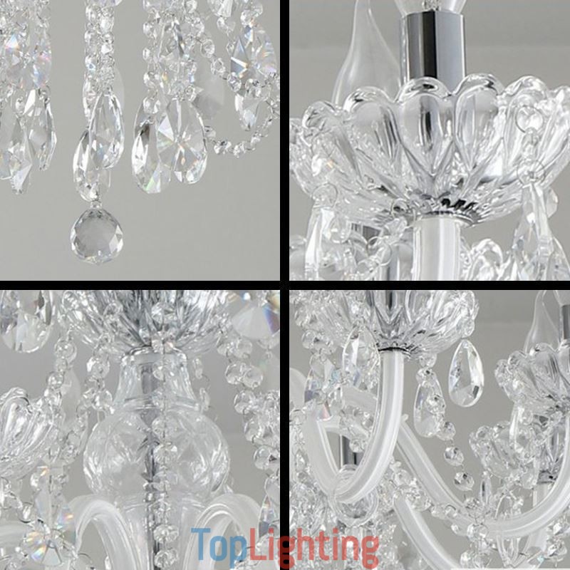 Large European Crystal Chandelier White Pendant Light