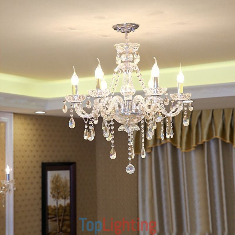 Modern Crystal Chandelier European Transparent Pendant Light