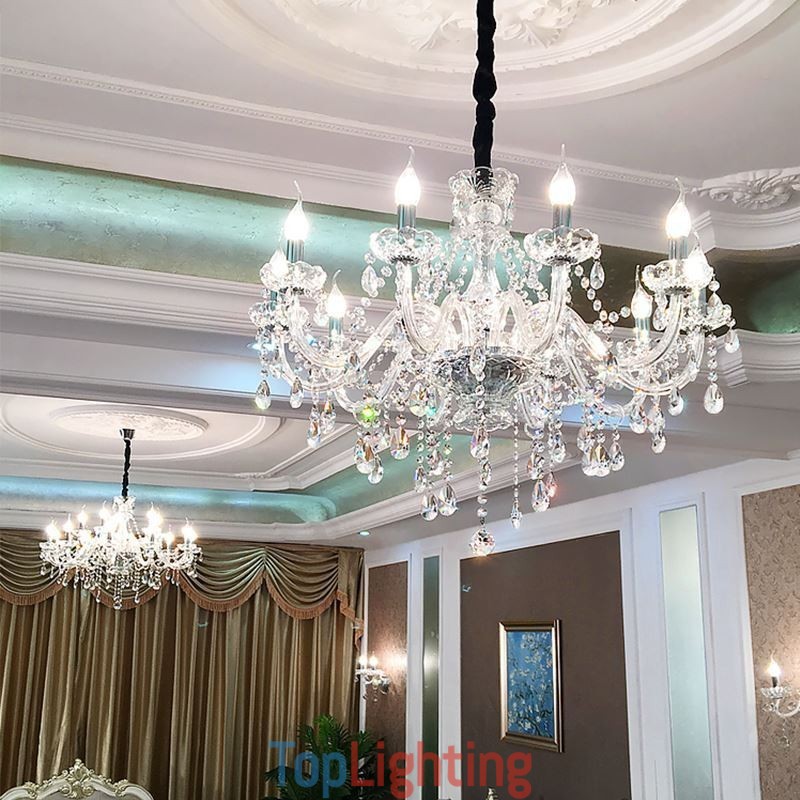 Modern Crystal Chandelier European Transparent Pendant Light